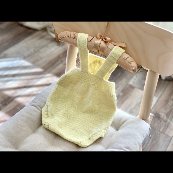 Baby Onesie 0-3 m Hand Knitted Organic Wool Romper Baby Clothes Gift Overalls - Picture 7 of 16